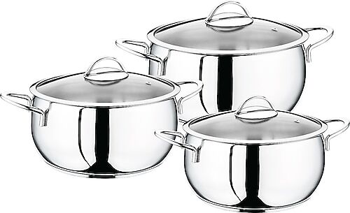 Oms 6 Parça Yarı Küre Tencere Seti 16-18-20 cm 1117 Silver