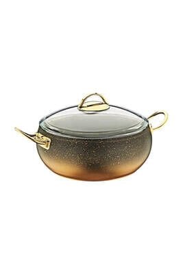 Granit 28x7 Cm Pilav Küre Tencere Cam Kapaklı 3341 Gold