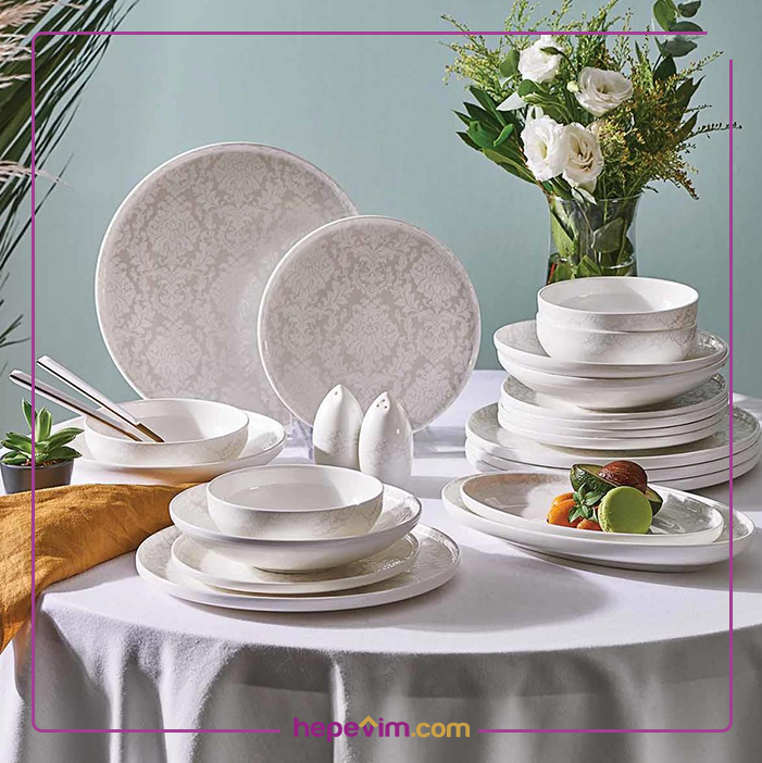 Neva N3539 Hera Elegans 28 Parça 6 Kişilik Yemek Takımı (Beyaz)