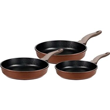 OMS Collection 3'lü Granit Tava Seti 20-24-28 cm Bronz