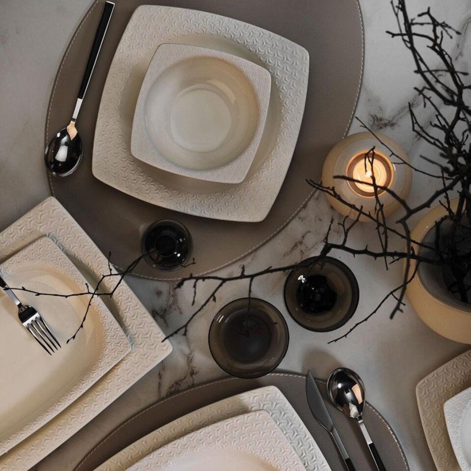 KÜTAHYA PORSELEN BONE VERSA 24 PARÇA YEMEK TAKIMI SADE