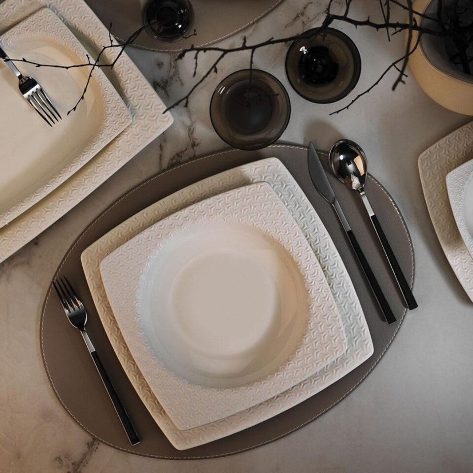 KÜTAHYA PORSELEN BONE VERSA 24 PARÇA YEMEK TAKIMI SADE