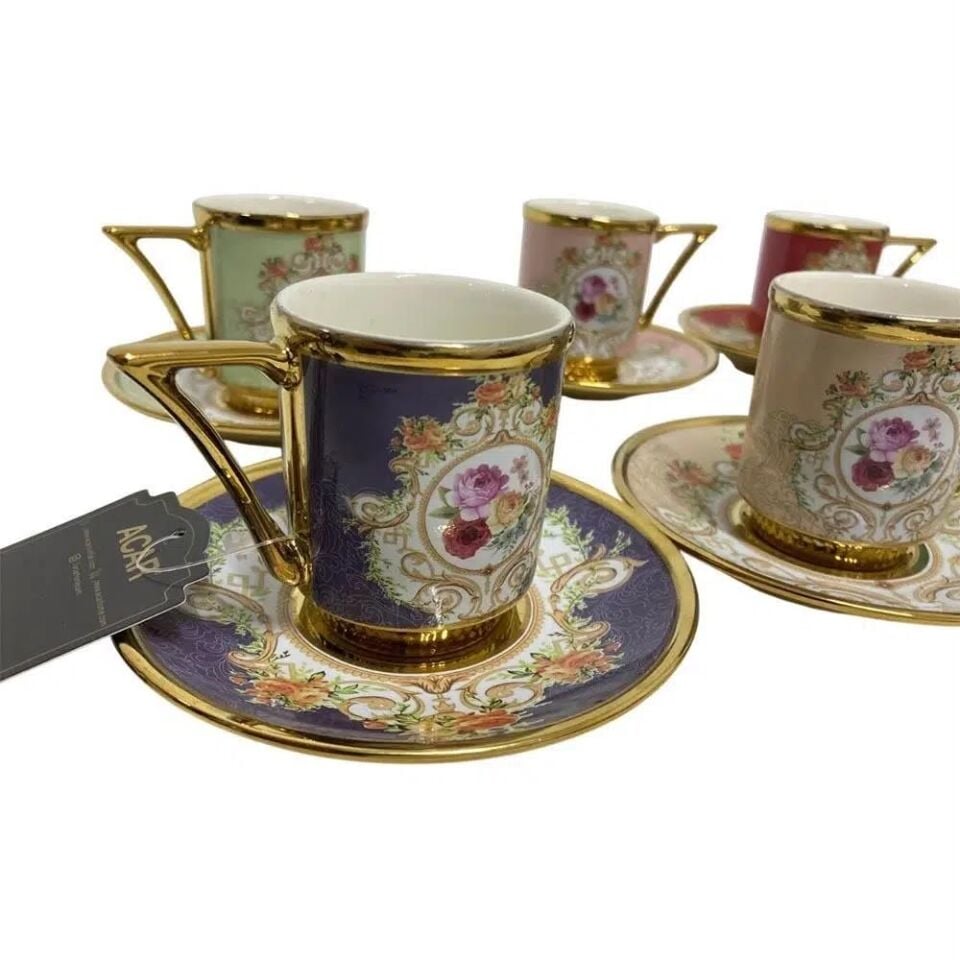 Acar SHP-08262 Castiel Karışık 6’lı Kahve Fincan Takımı – 90 ml
