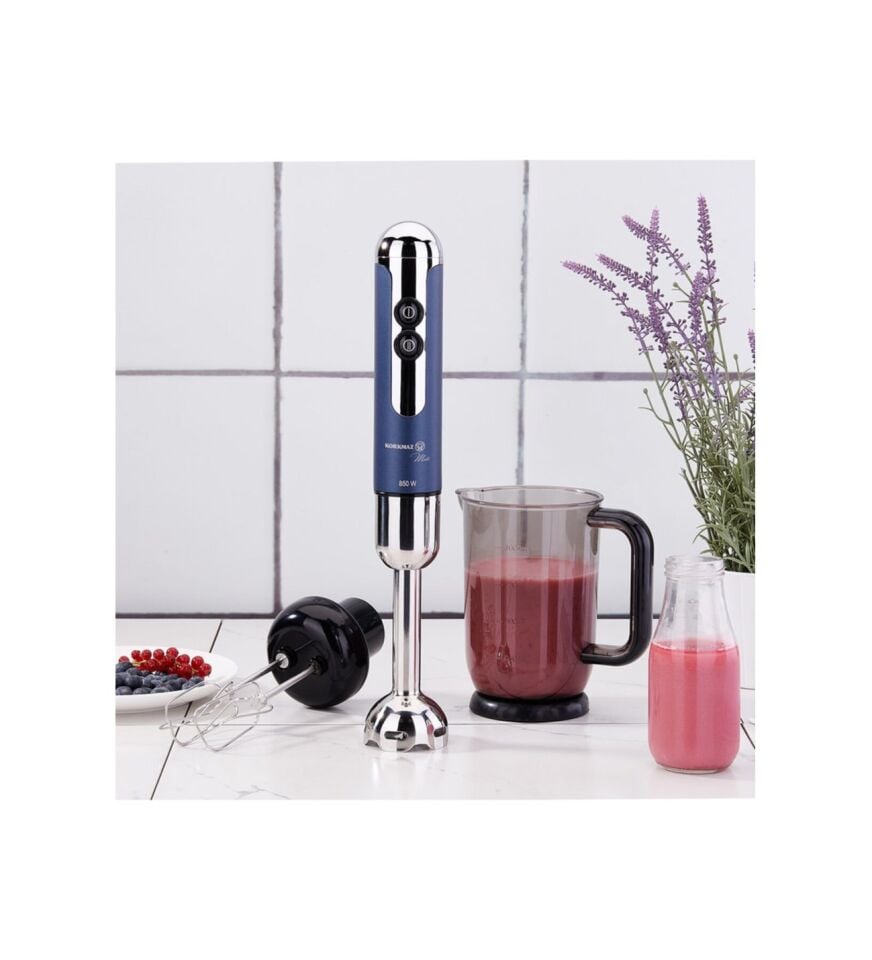 Korkmaz A447-13 Mia Mega Azura/Krom Blender Set (Mavi)