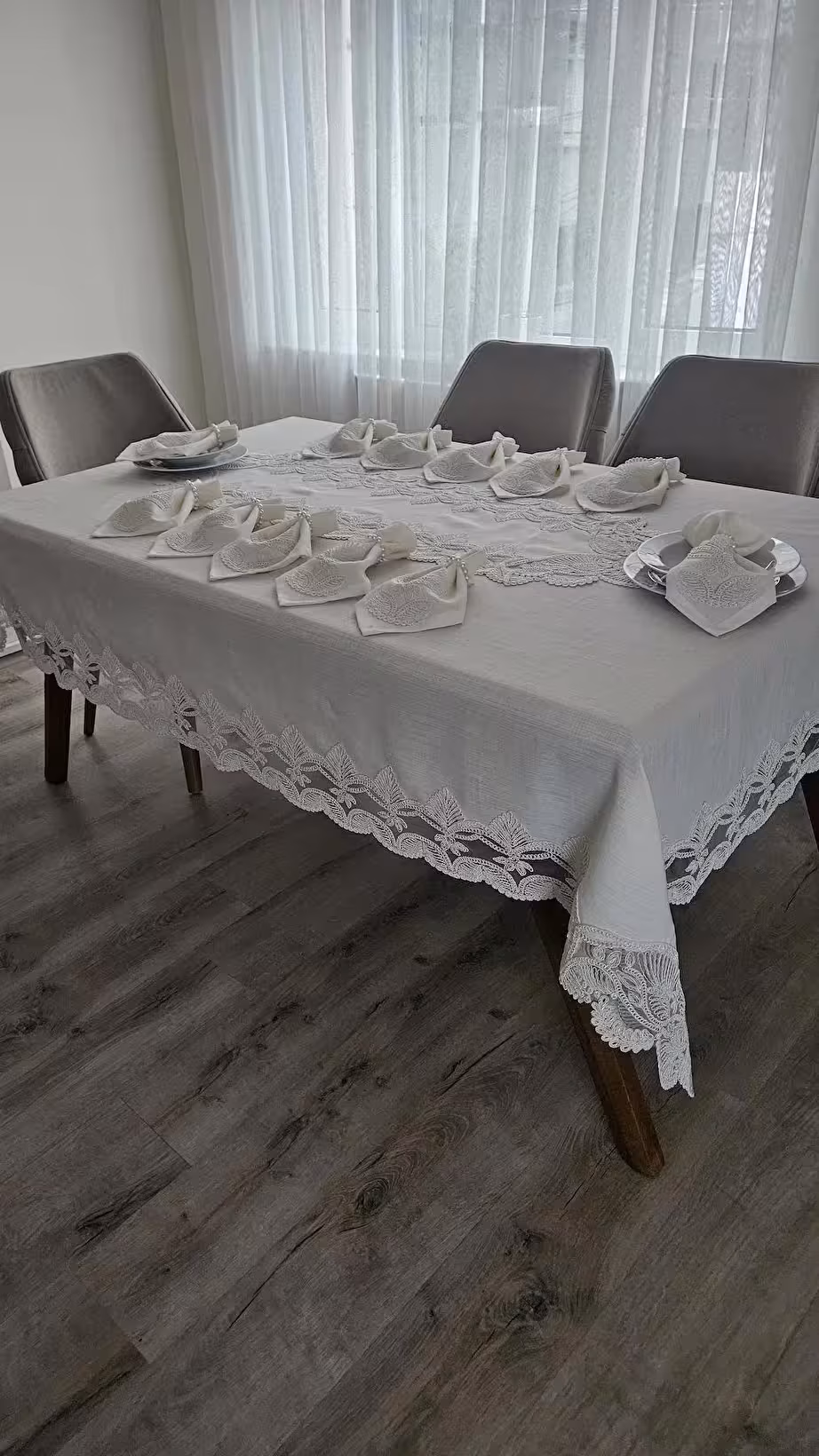 Lüx Gardenya Keten Leke Tutmaz Masa Örtüsü